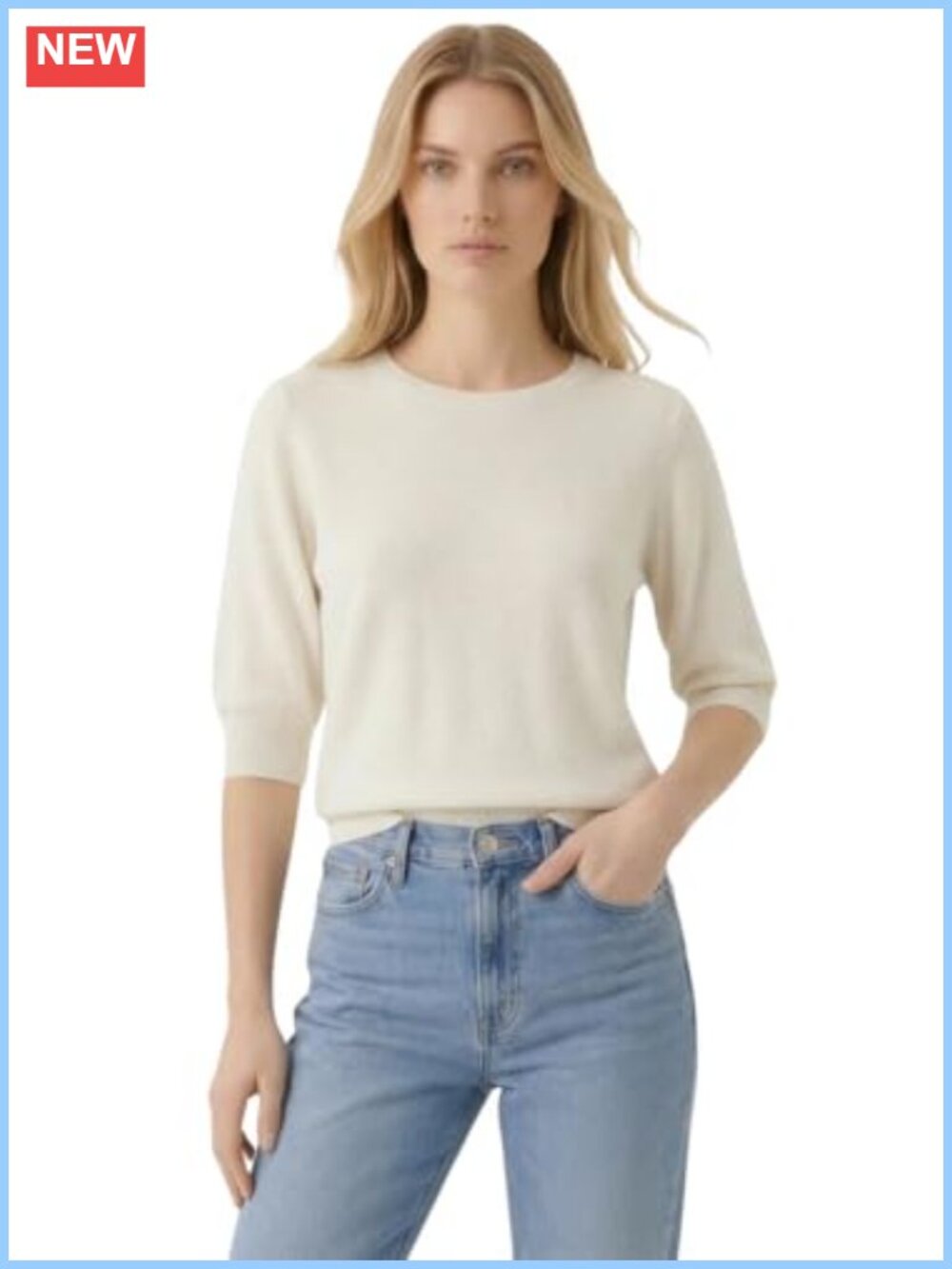 Extrafine Merino Elbow Sleeve Crewneck Sweater Semi Relaxed